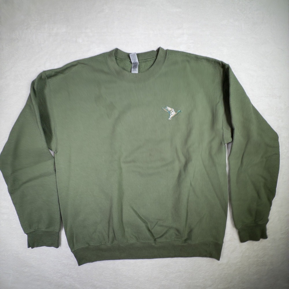 Gildan Heavy Blend Adult Small Green Duck Dog‎ Barstool Outdoors Sweatshirt